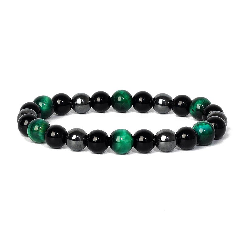Facted Obsidian Hematite Tiger Eye Bracelets for Magnetic Health Protection Soul Jewelry Nature Stone Beads Bracelet Men Pulsera