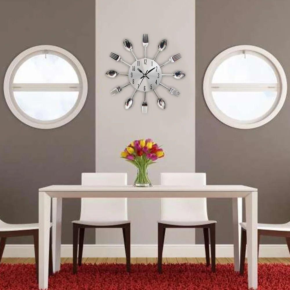 3D Cutlery Wall Clock Modern Metal Clock Household Decoration Decorative Horloge  Kitchen