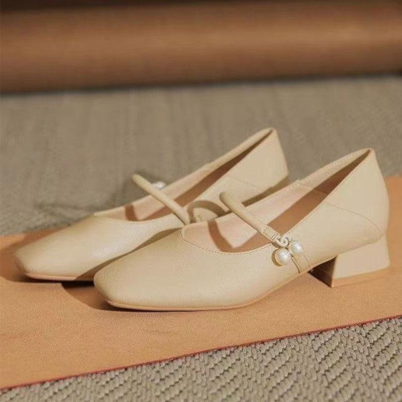 

Мягкая кожа ретро ципао одинарные туфли женские туфли невесты туфли подружки невесты свадебные туфли французский низкий каблук квадратный носок толстый каблук туфли Мэри Джейн женские 40 абрикосовый