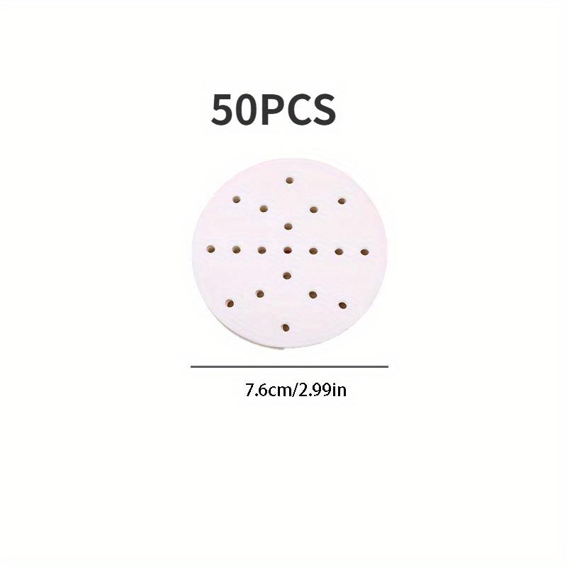 50pcs/100pcs 7.6cm/2.99in and 12.7cm/5in Food Grade Steamer Pad Circular Steamer Paper Silicone Paper Mantou Paper Baking Paper