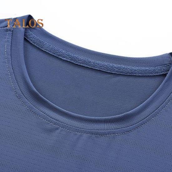 Sommer T-skjorte for menn Is Silke Rundhals Løs Pure Color Kortermet Pullover Uformell Daglig slitasje Sport Fitness Topp