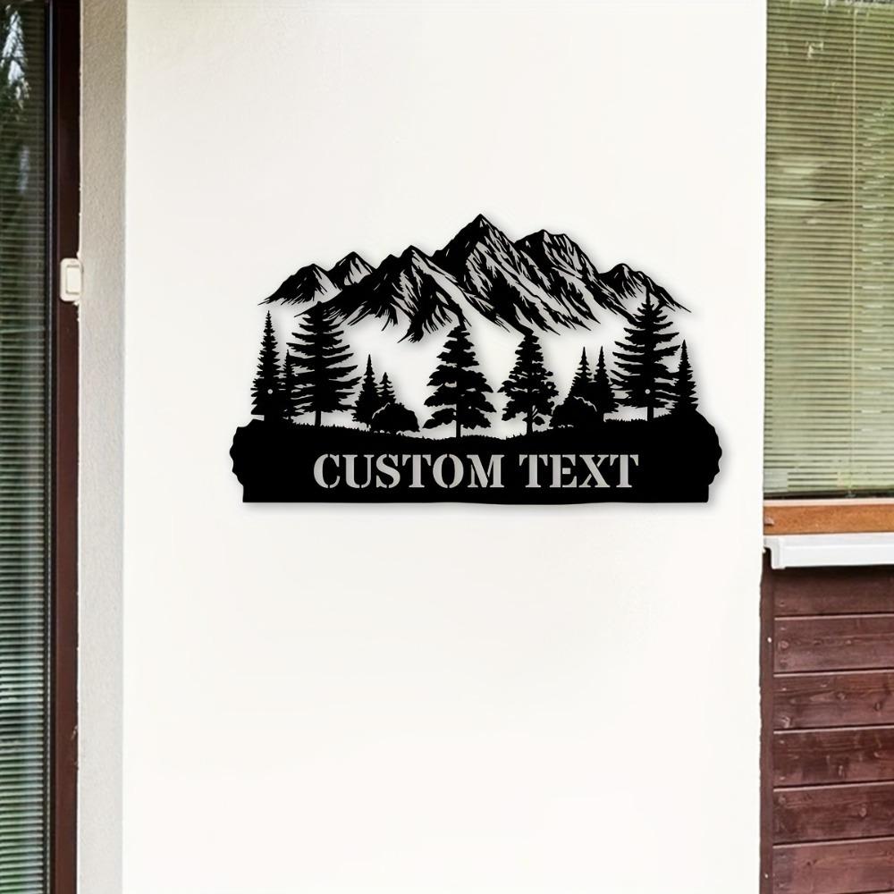 1pc Personalized Vintage Metal Wall Art, Custom Hills & Woods Sign, Rustic Doorplate for Kitchen, Office, Balcony, Gift.