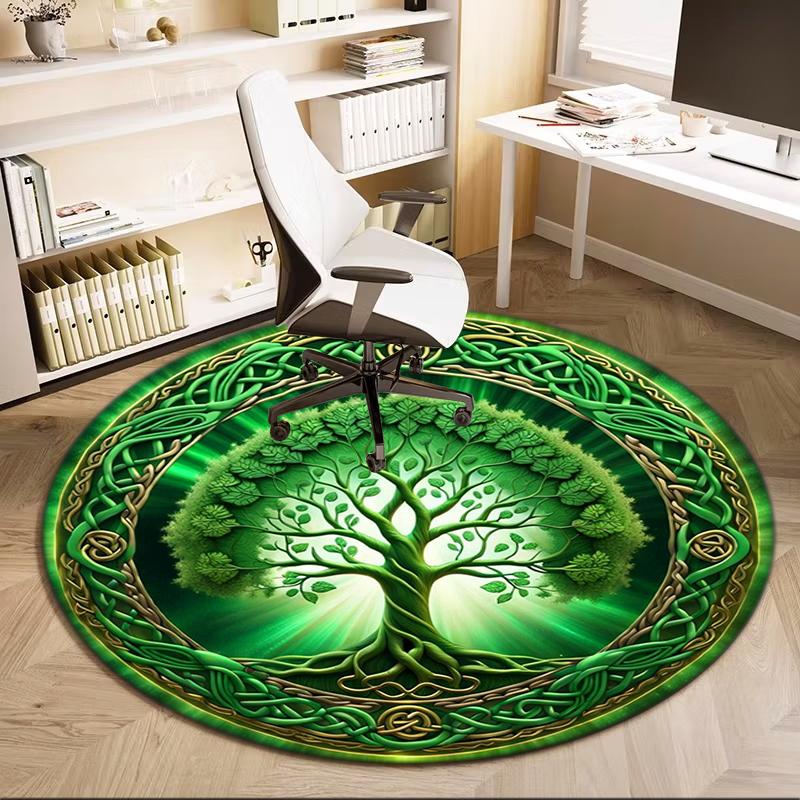 1Pc Celtic Tree of Life theme Printed circular carpet, home door mat, outdoor travel protection carpet A16