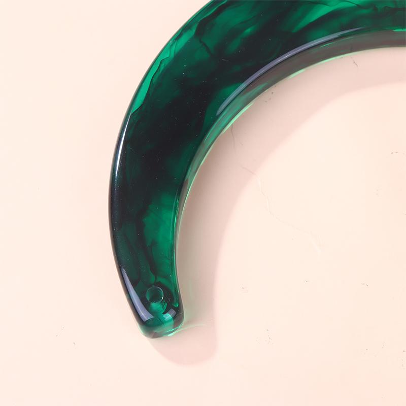 Stylish Resin Moon Handbag Handle With Alloy Clasp - Green/Black/Translucent Orange Options For Women'S Bags Or Diy Projects