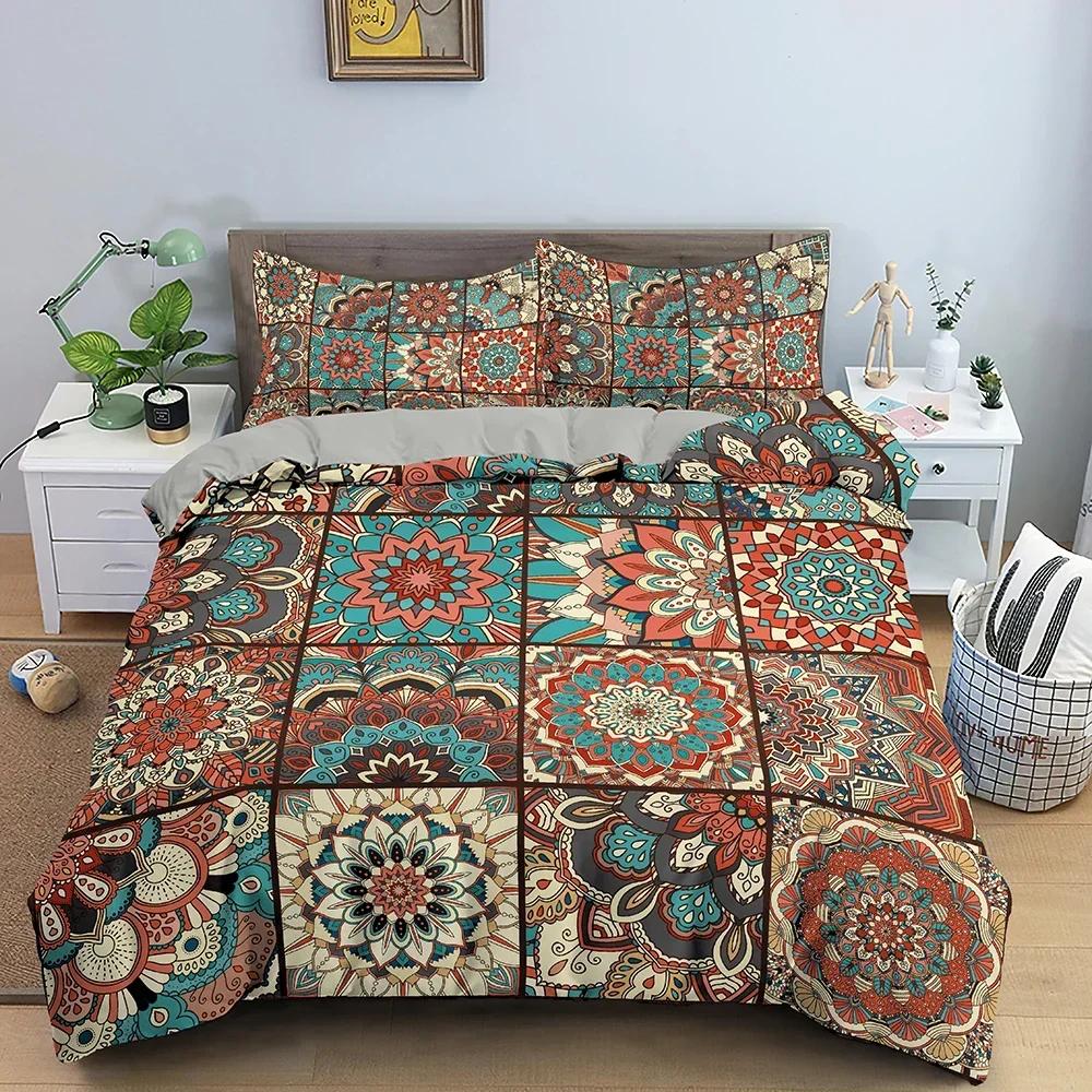 3D Printed Bohemian Ethnic Mandala Comfortable Duvet Quilt Cover Pillowcase Bedding Set Children Bedroom Decoration Home Textile