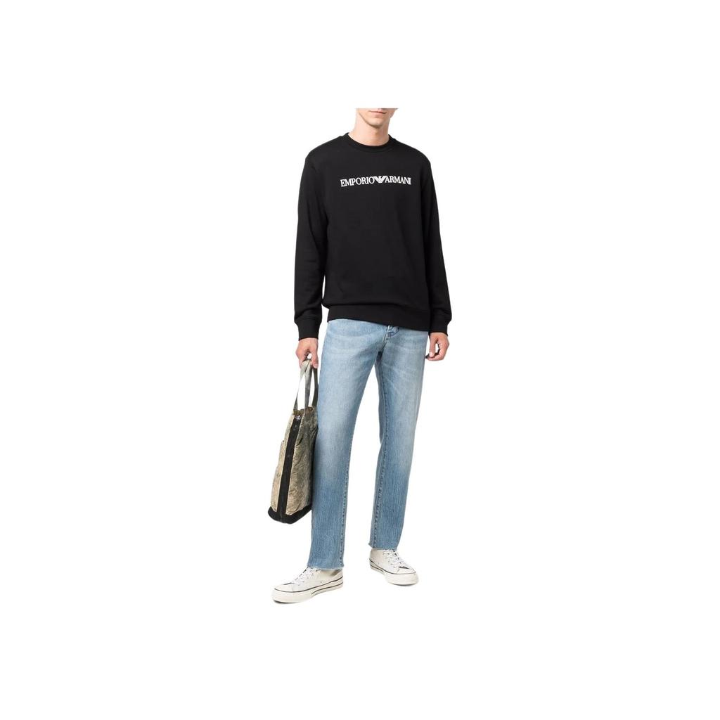 Emporio Armani Felpa Girocollo Manica Lunga con Stampa Lettere Uomo felpa Nera 3D1M70-1JHSZ-0057