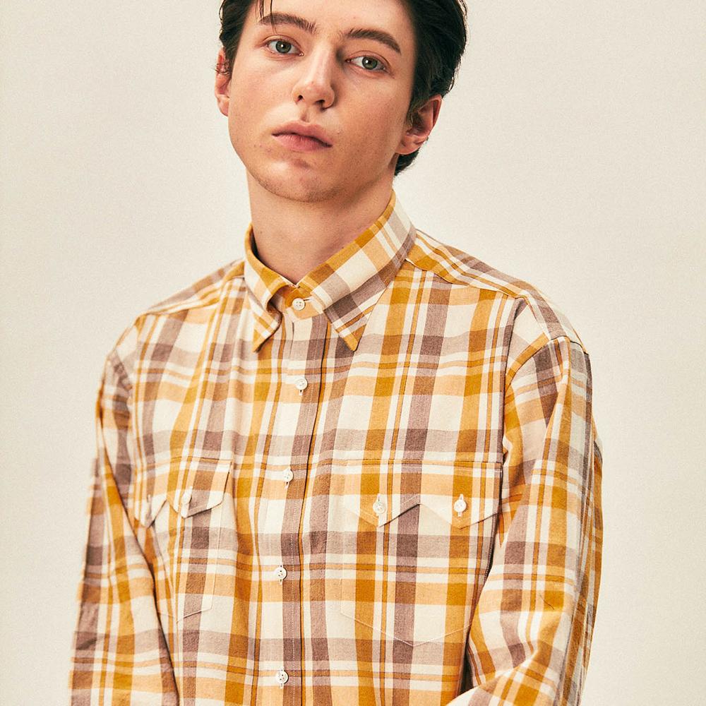 Edward Max Western Shirt (Yellow) L(50)