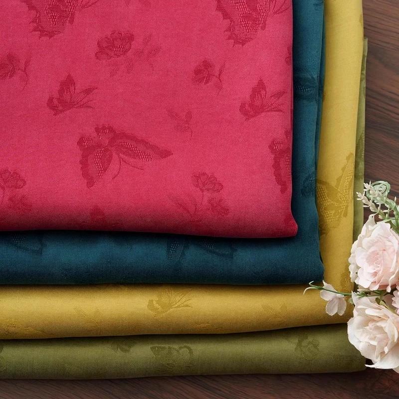 50x148cm Bawełniano-lniana tkanina żakardowa w motyle do szycia DIY sukienki, koszuli, spódnicy, spodni, odzieży, vintage letnia tkanina