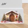 Christmas Decoration Decal Snow House Wall Sticker for Christmas, Waterproof Holiday Stone Stickers Decal, Removable Mural Living Room Bedroom Murals