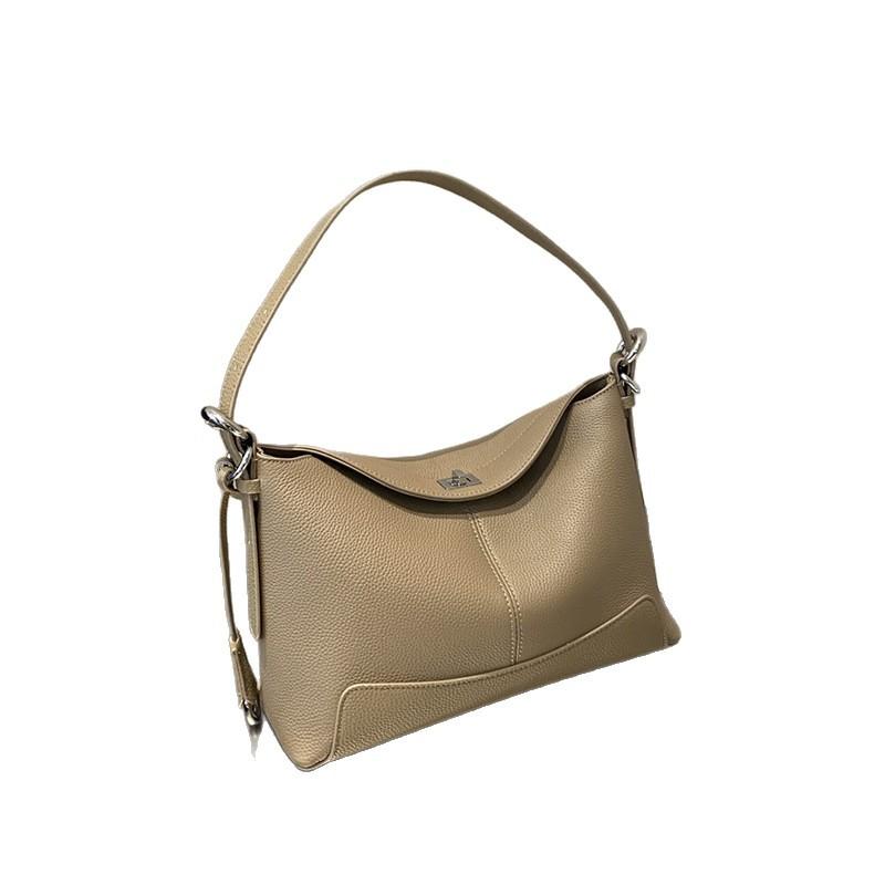 Retro Large-capacity Genuine Leather Crossbody Underarm Bag Fashionable Cowhide Single-shoulder Women's Bag