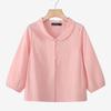 ZANZEA Women Casual Doll Collar Solid Color Loose 3/4 Sleeve Blouse