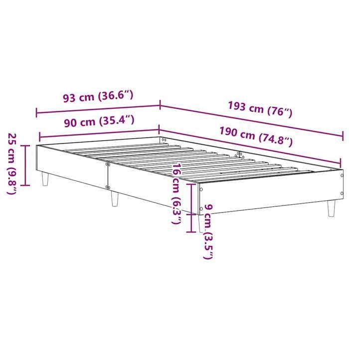VidaXL Cadre de lit sans matelas vieux bois 90x190 cm bois ingénierie, meuble de chambre à coucher, sommier, lit simple, 861091