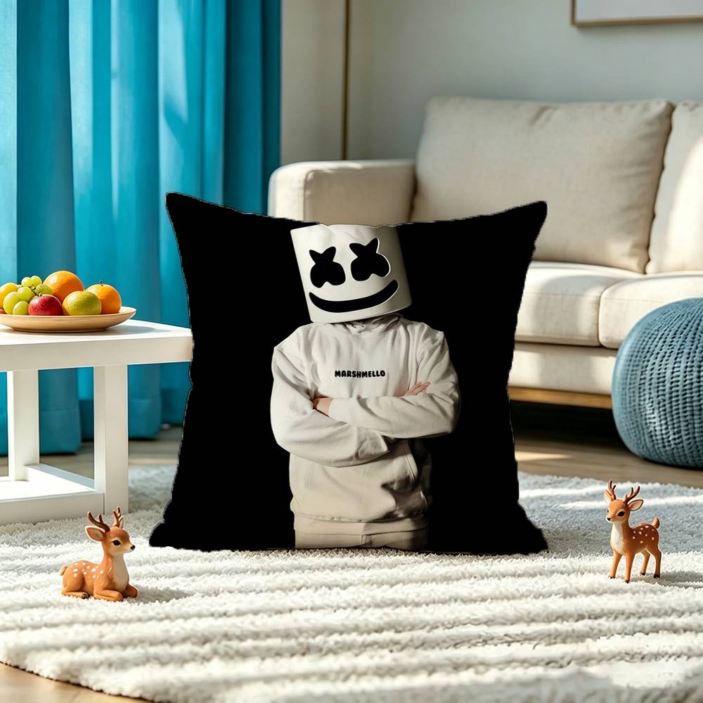 M-marshmello Singer Square Double-Sided printed Pillow Case Bedroom Bedside Pillow Sofa Cushion Cover