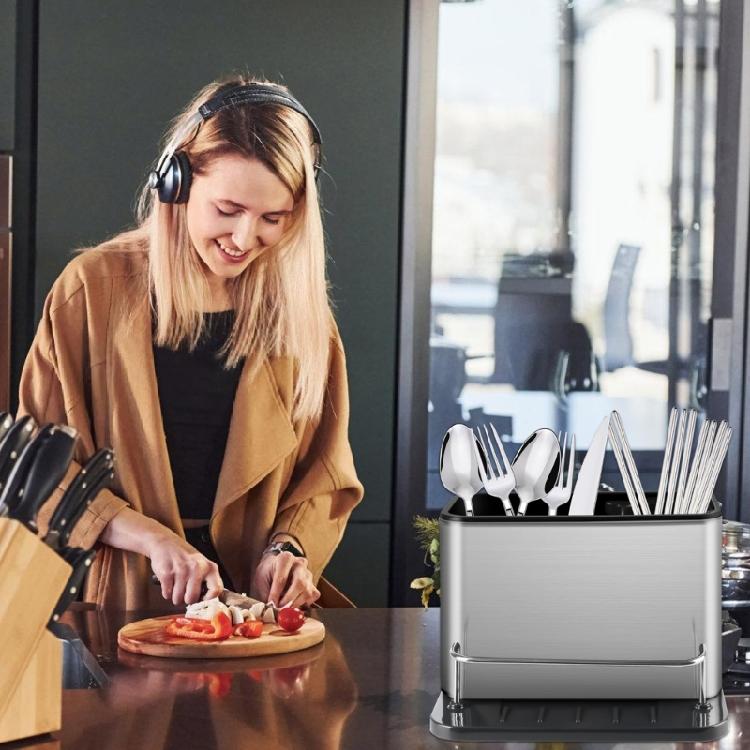 Kitchen Counter Stainless Steel Organizers with Drain Holes Kitchen Sponge Holder for Sponge Brush and Utensils Storage