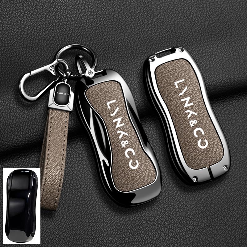 New Car Key Case Cover Fob Shell For Lynk & Co 05 06 03 09 01 2 Zinc Alloy Leather Remote Full Protector Keychain Accessories