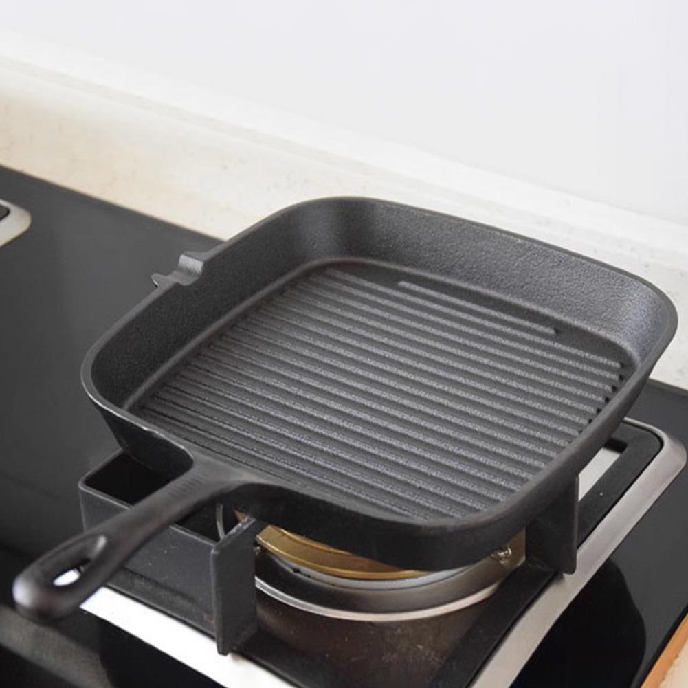 Cast Iron Steak Frying Pan Non-coated Steak Skillet Non-stick Thickened Fish Frying Pan Square Stripes Pan Kitchen Supplies Home