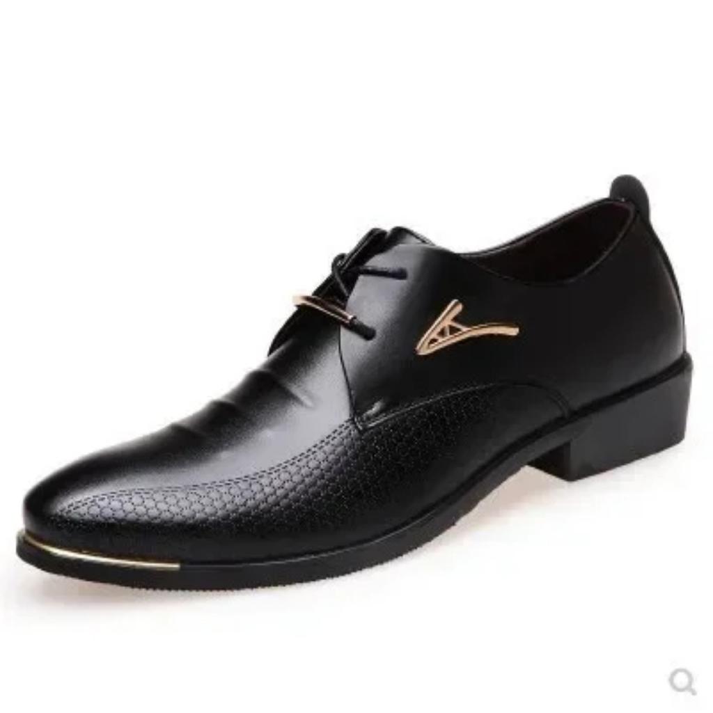 Men's Leather Shoes Lace-Up Casual Shoes Business Dress Men's Shoes Breathable Wedding  Wear-resistant  Men 2024