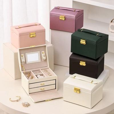 PU Leather Jewelry Packing Bag Rings Necklace Jewelry Storage Case Square Jewelry Box  Vacation