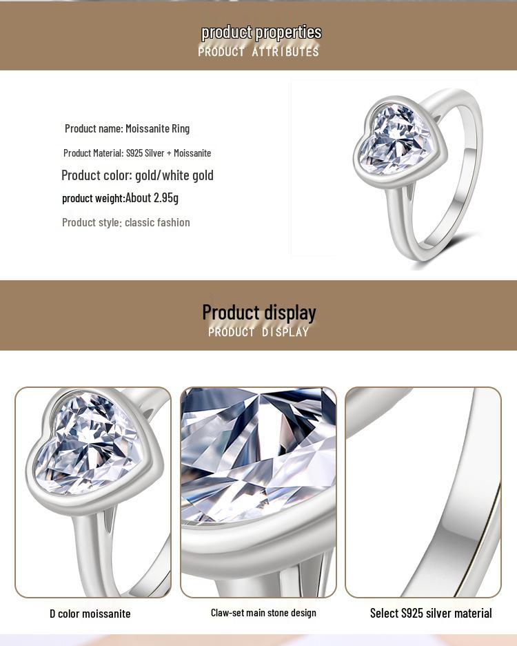 European Bestseller: S925 Sterling Silver Moissanite Irregular Heart Ring for Women