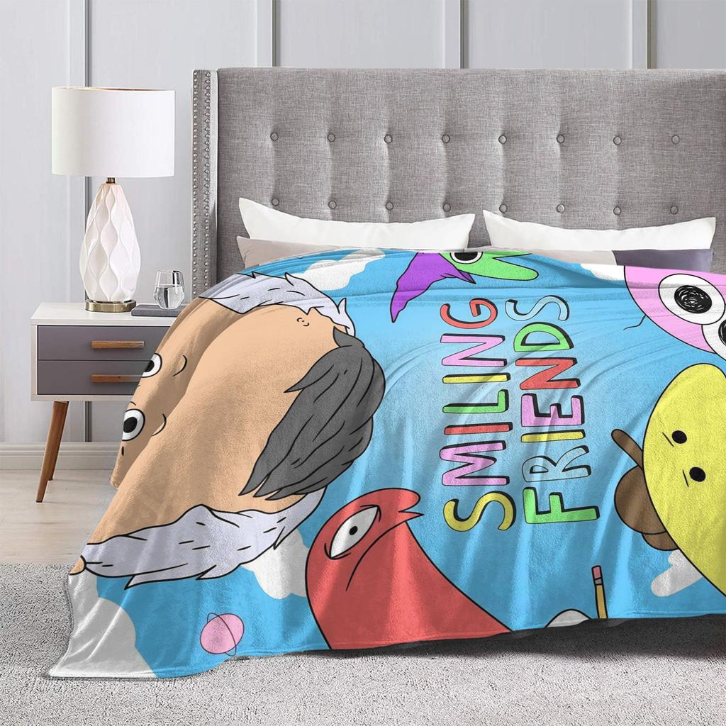 Smiling Friend Games Blankets  Camping Flannel Throw Blanket For Couch Chair Sofa Bed Warm Soft Custom DIY Quality Bedspread