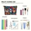 Bohemian Cat & Floral Makeup Bag with Safety Zipper Lightweight Multi-Functional Travel Cosmetic Organizer for Women Makeup Travel Bag