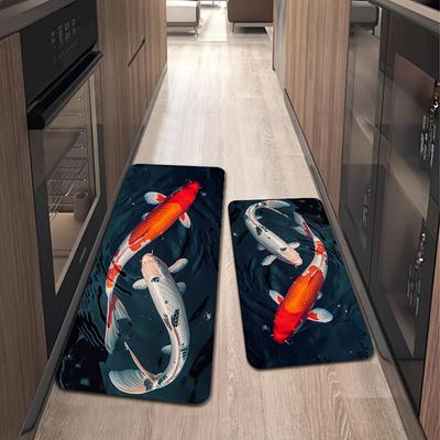 1 Pieza Alfombras Antifatiga para Cocina, Estampado de Peces Impermeable Antideslizante Gruesa Acolchada Esterilla de Cocina Resistente Confort para Estar de Pie para Cocina