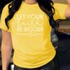 Let You Be Big Pattern Cotton T-Shirt Short Sleeve Round Neck Women 2d Print Tops