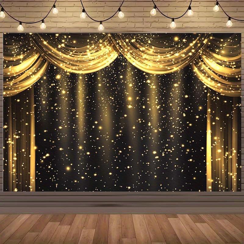2D plane 2D banner 1 piece of 2D luxurious golden starry night sky background fabric paired with curtains 100x150cm