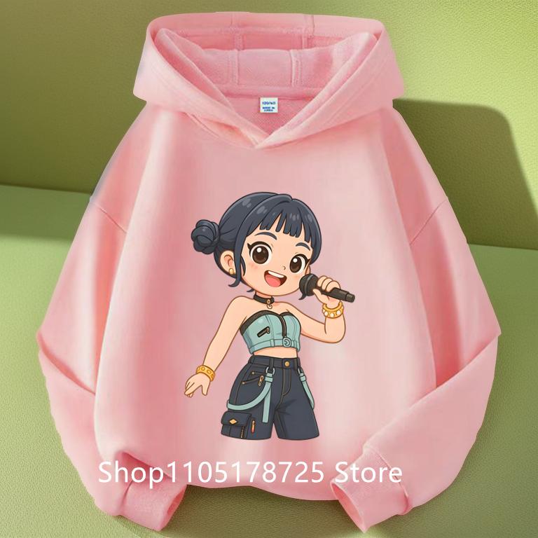 KPop Demon Hunters Huntrix Hoodie Baby Girls Boys Fashion Sweatshirt Harajuku Long Sleeve Pullover Kids New Cartoon Tops