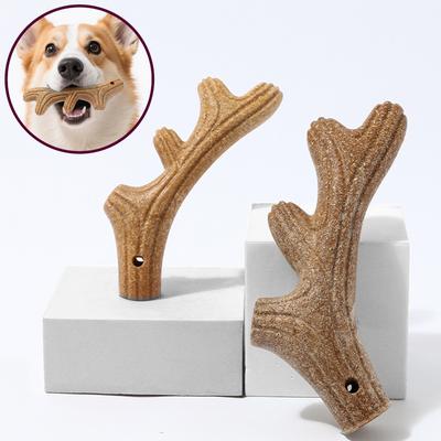 Brinquedo para Cachorro Chifre de Madeira-plástico Mordedor para Filhotes, Cães Pequenos, Médios e Grandes, Durável para Mastigar, Brinquedo para Cachorro, Suprimentos para Pets