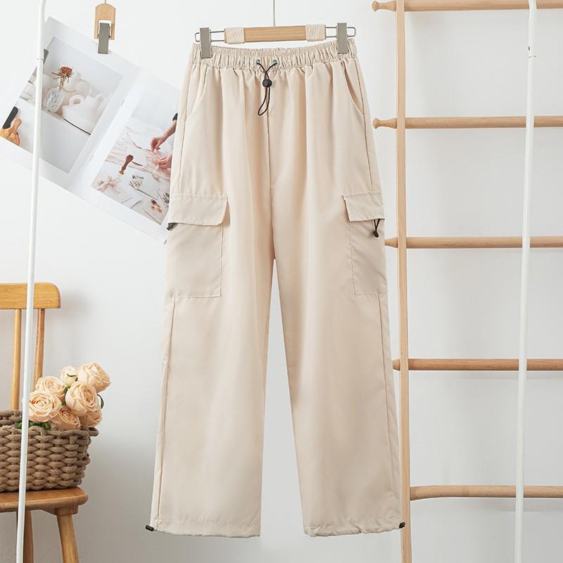 Womens Loose Fit Cargo Pants 2026 Lightweight Quick-Dry High-Waist Utility Trousers Outdoor Hiking Casual Wear
