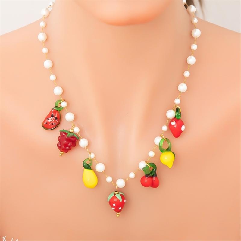 Handmade Glass Fruit Pendant Necklace Offering A Touch of Artistics and Nature Inspire Elegant for Any Outfits