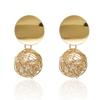 European and American style geometric hot-selling earrings brushed individuality simple weaving ball pearl stud earrings women
