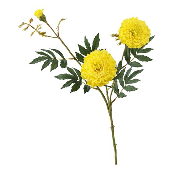 

Artificial Marigold 3 Head UV Resistant Fake Silk Flower with Leaves Indoor Outdoor Garden Table Centerpiece Faux Bloom Decoration жовтий