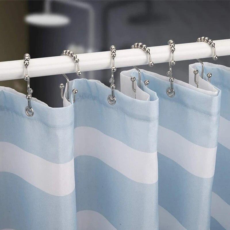 

12pcs Stainless Steel Roller Double Hooks Sliding Rust-Resistant Bath Rollerball Glide Rings for Bathroom Shower Rods Curtains