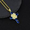 Crucifix Pendant Necklace Unique Cross Maria Charm Clavicle Chain Adjustable Choker Ethnic Style Jewelry Accessory