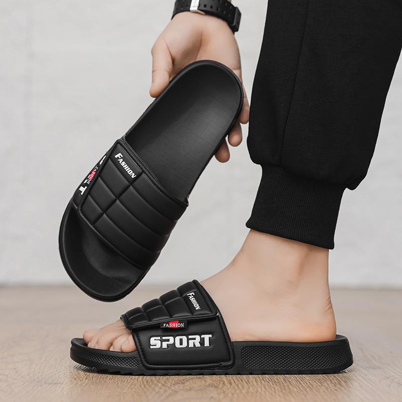 

Comfortable Casual Fashionable Versatile Plus Size Beach Slippers Men s EVA Flat Bottom Two Strap Slides Leisure Style 39