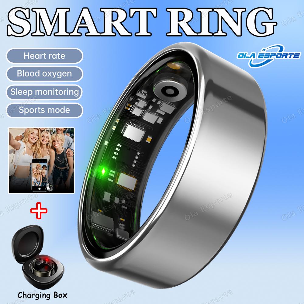 New Smart Ring Men Women, Heart Rate Blood Oxygen and Sleep Monitor Smartring IP68 & 5ATM Waterproof, Multi-sport Mode Ring