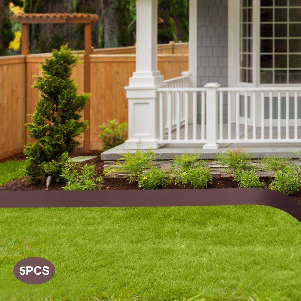 5PCS Steel Lawn Edging, 39 Inch Metal Garden Border, Flexible Landscape Edging for Yard, 5" Tall Lawn Barrier, Steel Yard Edging