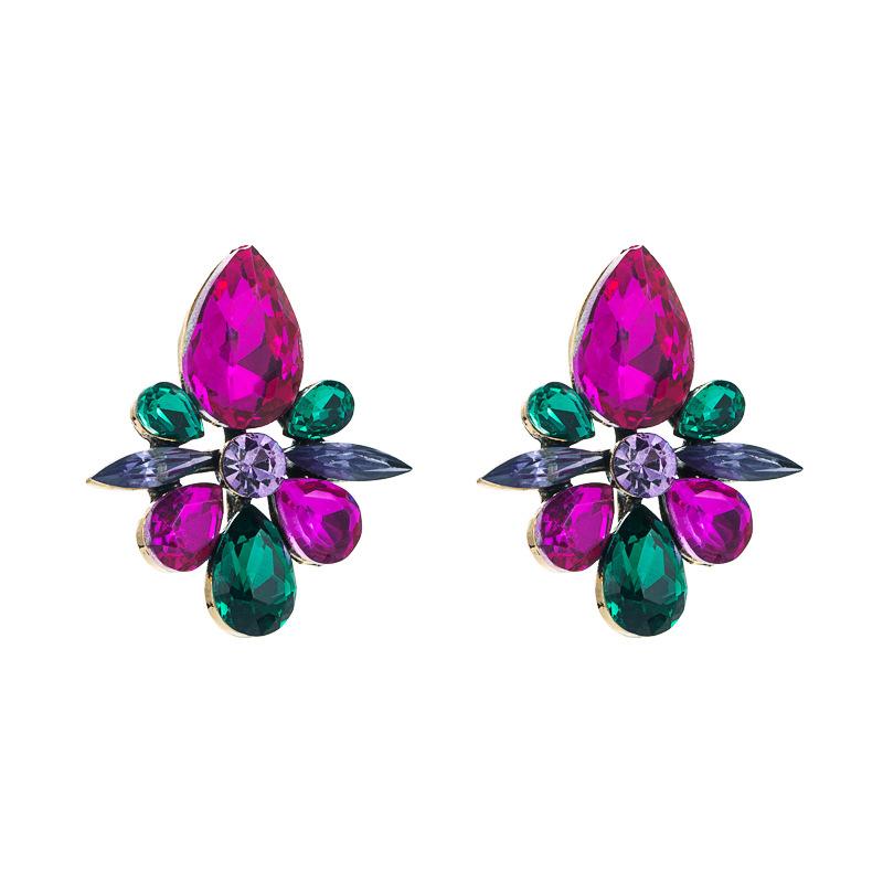 Boucles d'oreilles simples pour femmes, en alliage d'acier et de titane, pendentif en acrylique coloré, herbe, cristal, fleur, ornements géométriques