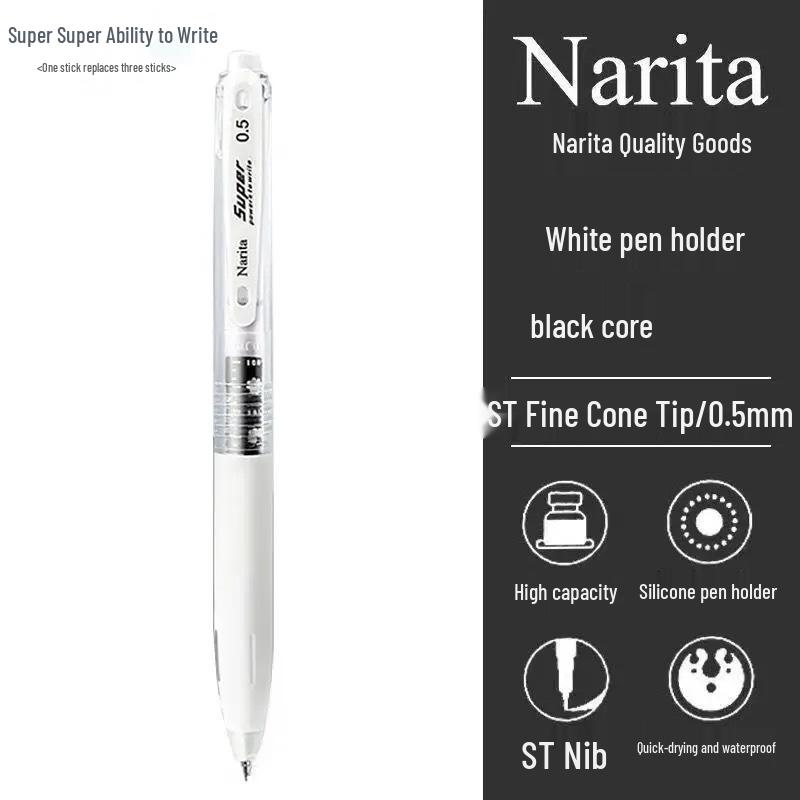Narita 605S Quick-Dry 0.5mm Ballpoint Pen, Large Capacity, Smooth ST Tip for Exams & Study