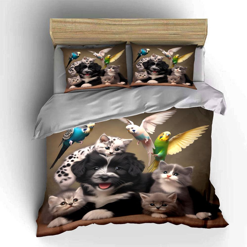 Cute Pets Decoration Set Soft Comfortable Duvet Cover Bedding Set Included 1*Duvet Cover & 2*Pillowcases, Gift