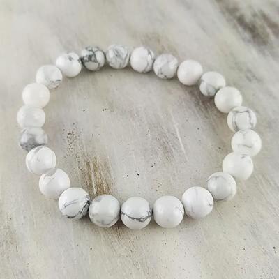 Armband - Howlith - Kontrolle und innerer Frieden - 8 mm - Weiß und grau - Unisex