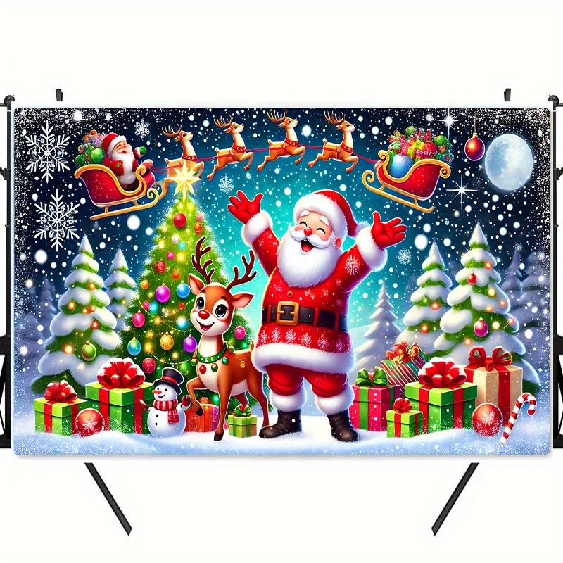 Santa Claus Background Cloth - Photography Background Suitable for Holiday Parties Birthdays and Outdoor Celebrations