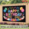 Music Theme Birthday Banner, Instruments Photo Backdrop Wall Decor for Party