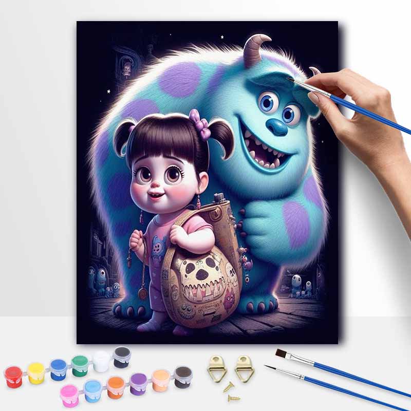 Disney Monsters Inc Oil Painting Kit Home Bedroom Wall Decor Handmade Gift Sulley Boo Art Paint By Numbers For Adults Diy Crafts 20x30cm