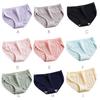 Cotton Women Brief Stripe Girl Underpant 3D Threaded Mid-waist Knicker Underwear
