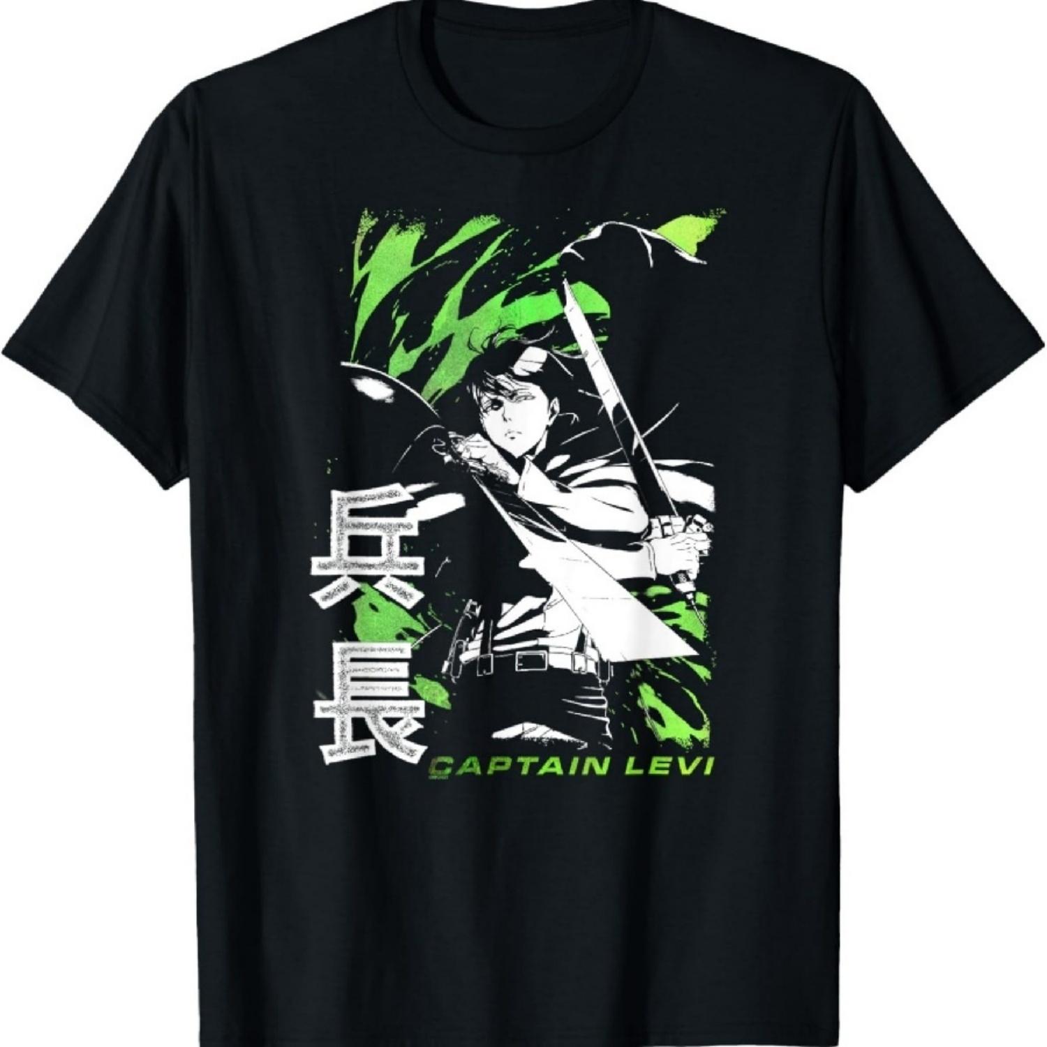 

Капитан Леви Кандзи Атака Титанов Аниме Футболка XXXXXL чёрный