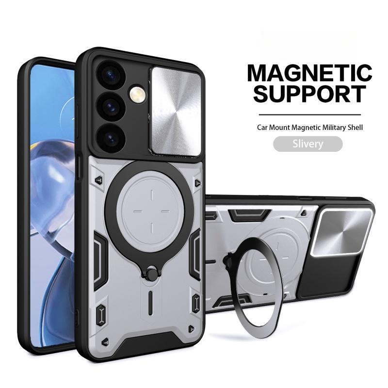 Luxury Shockproof Case For Samsung Galaxy S25 S24 Note 20 Plus Ultra Slide Lens Protector Multi Function Hard Armor Case Funda