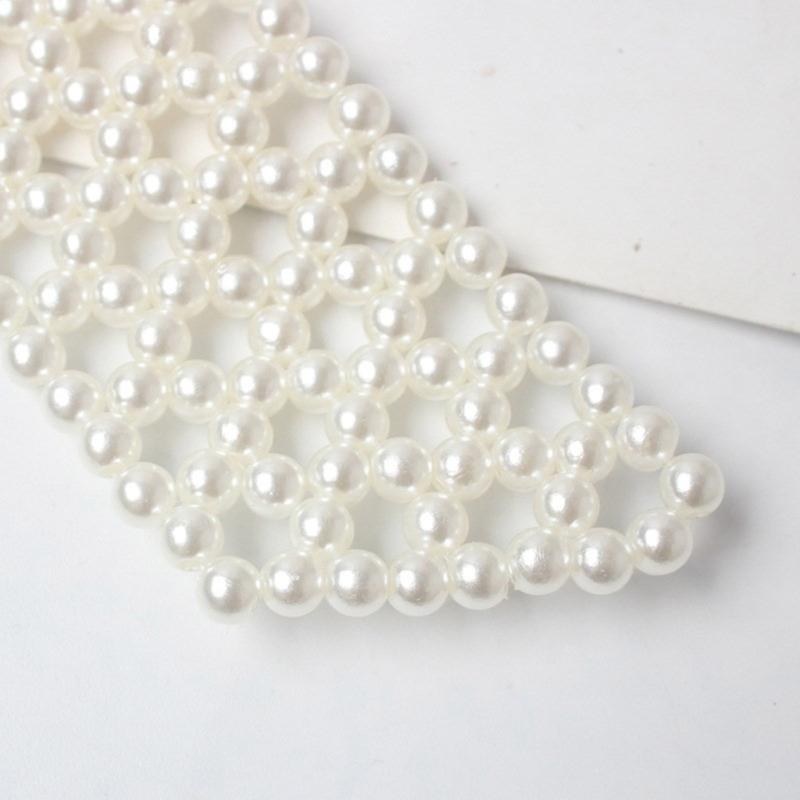 Girls Shirt Pearl Necktie Female Easily Wear Social Gatherings Detachable Pearl Collar Removable Ties Costume Jewellery